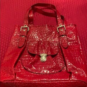 Bueno handbag red lizard look